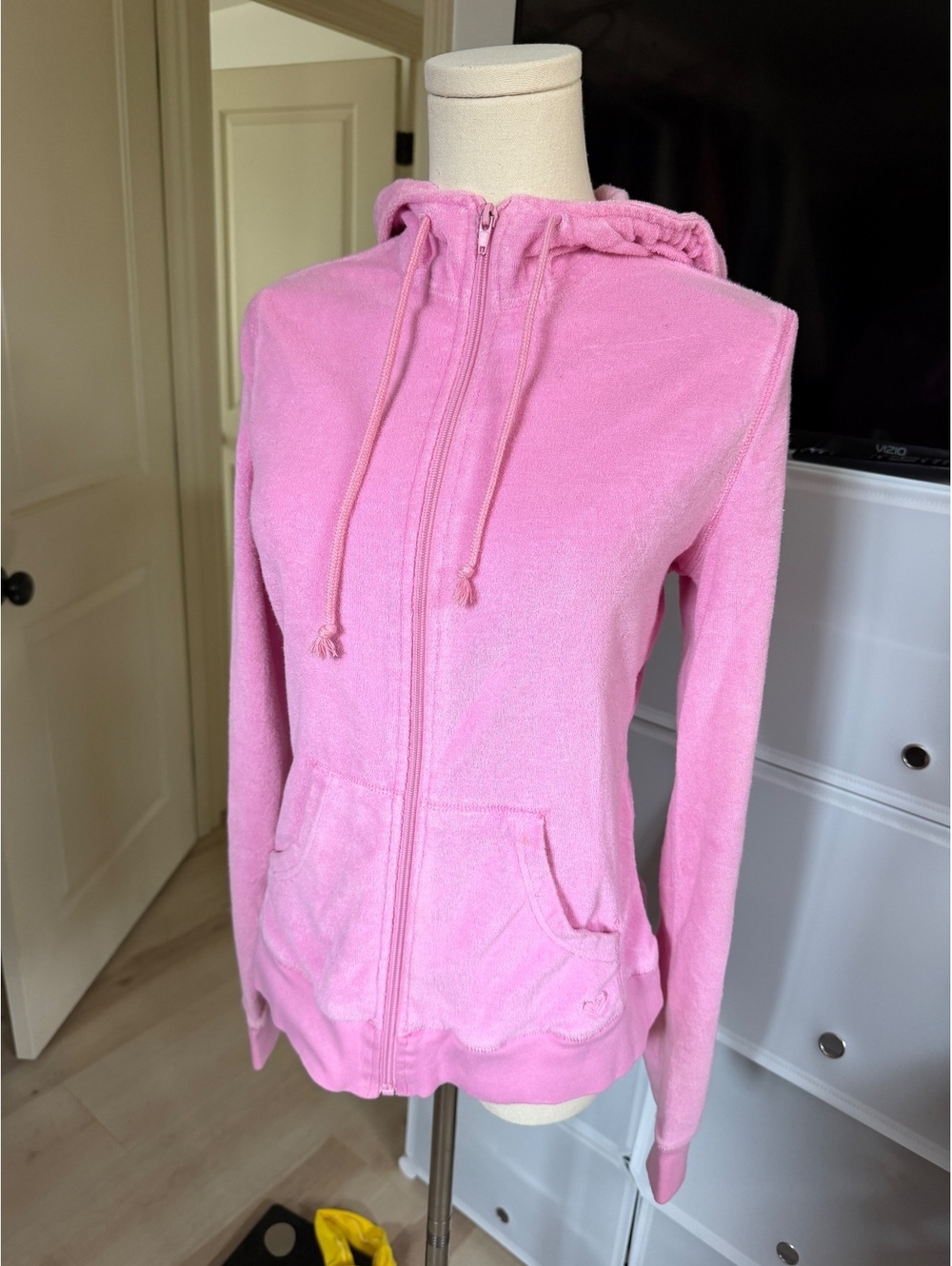 y2k Roxy Paradise Pink Zip-Up Hoodie Sweatshirt Size XL